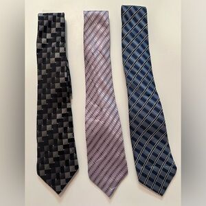 Lot of 3 Van Heusen Men's Neck Ties of Various Designs 100% Silk